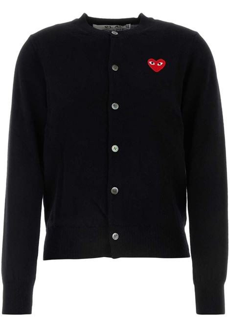 round-neck cardigan red emmblem unisex black COMME DES GARÇONS PLAY | AX-N007-0511